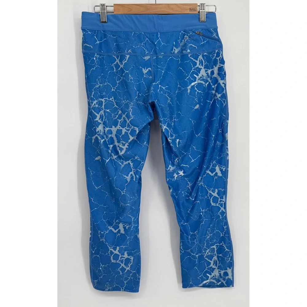 Nike‎ Dri-FIT Blue Marble Crackle Print Cropped Leggings Womens Pocket Sz L